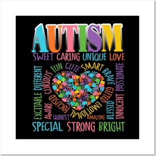 Autism T-ShirtAutism Heart Autism Awareness Puzzle Description T Shirt Posters and Art